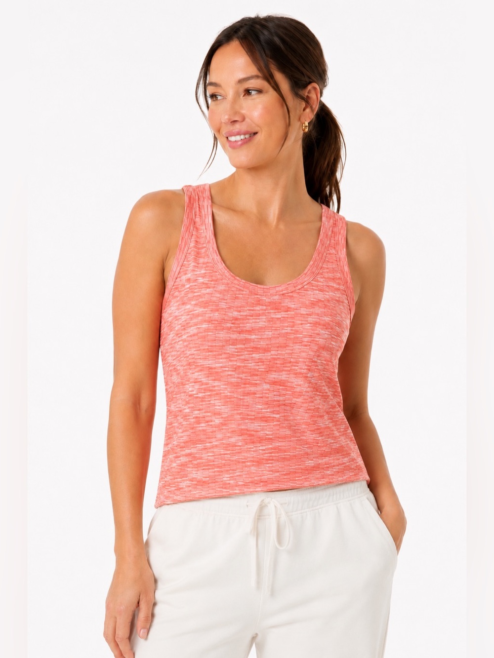 NWT Lou & Grey XL Coral Space Dye Tank Top Built In Shelf Bra